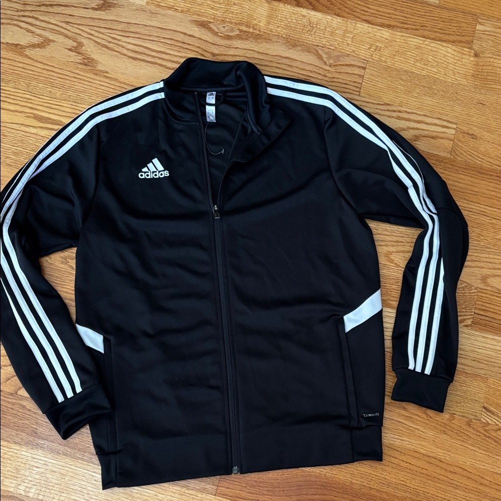 Adidas Men's Black Jacket with White Accents